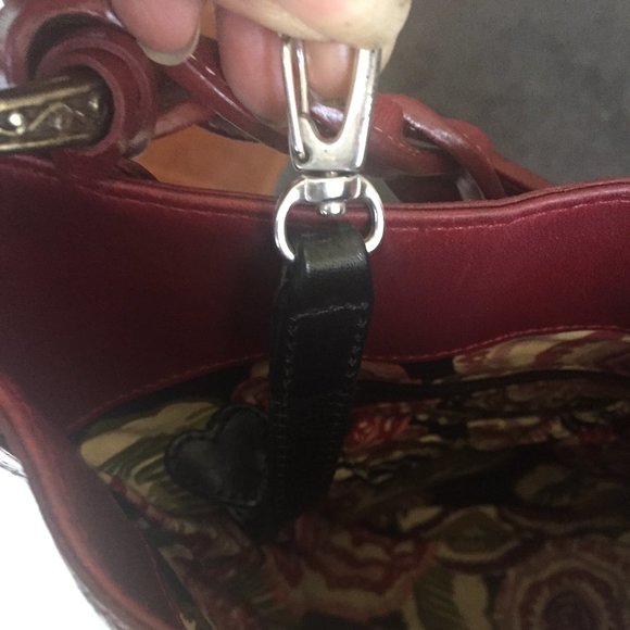 Brighton Collection Red Croc Leather Large Square Shoulderbag - Picture 4 of 6